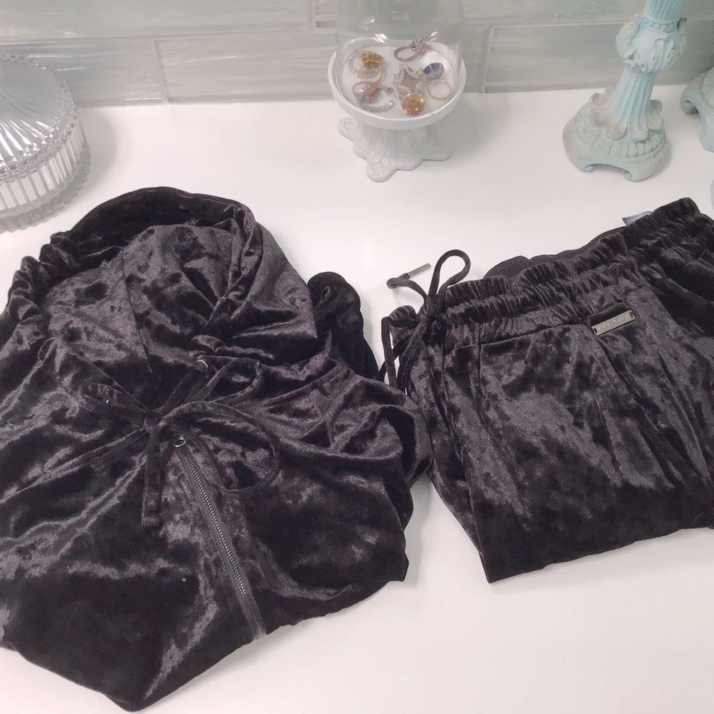 Betsey Johnson Black Velvet Tracksuit Sz.S EUC!